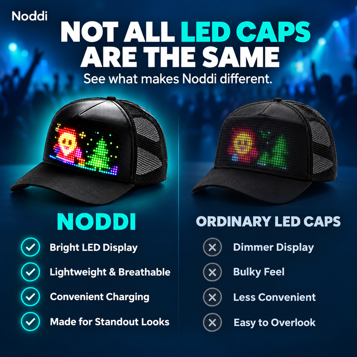 Customizable LED Cap - Noddi