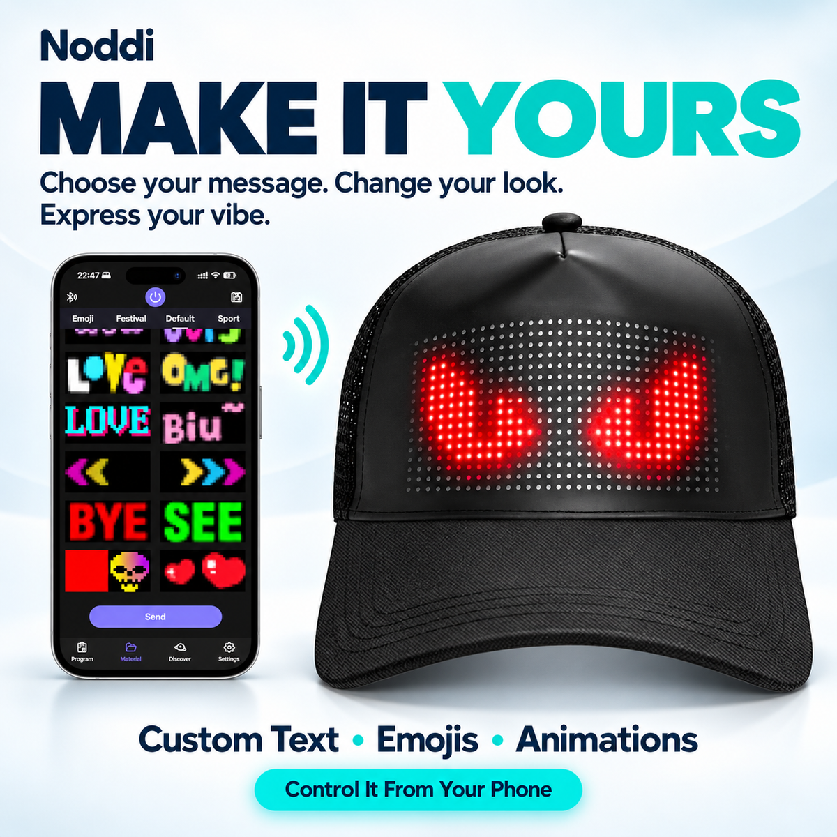 Customizable LED Cap - Noddi