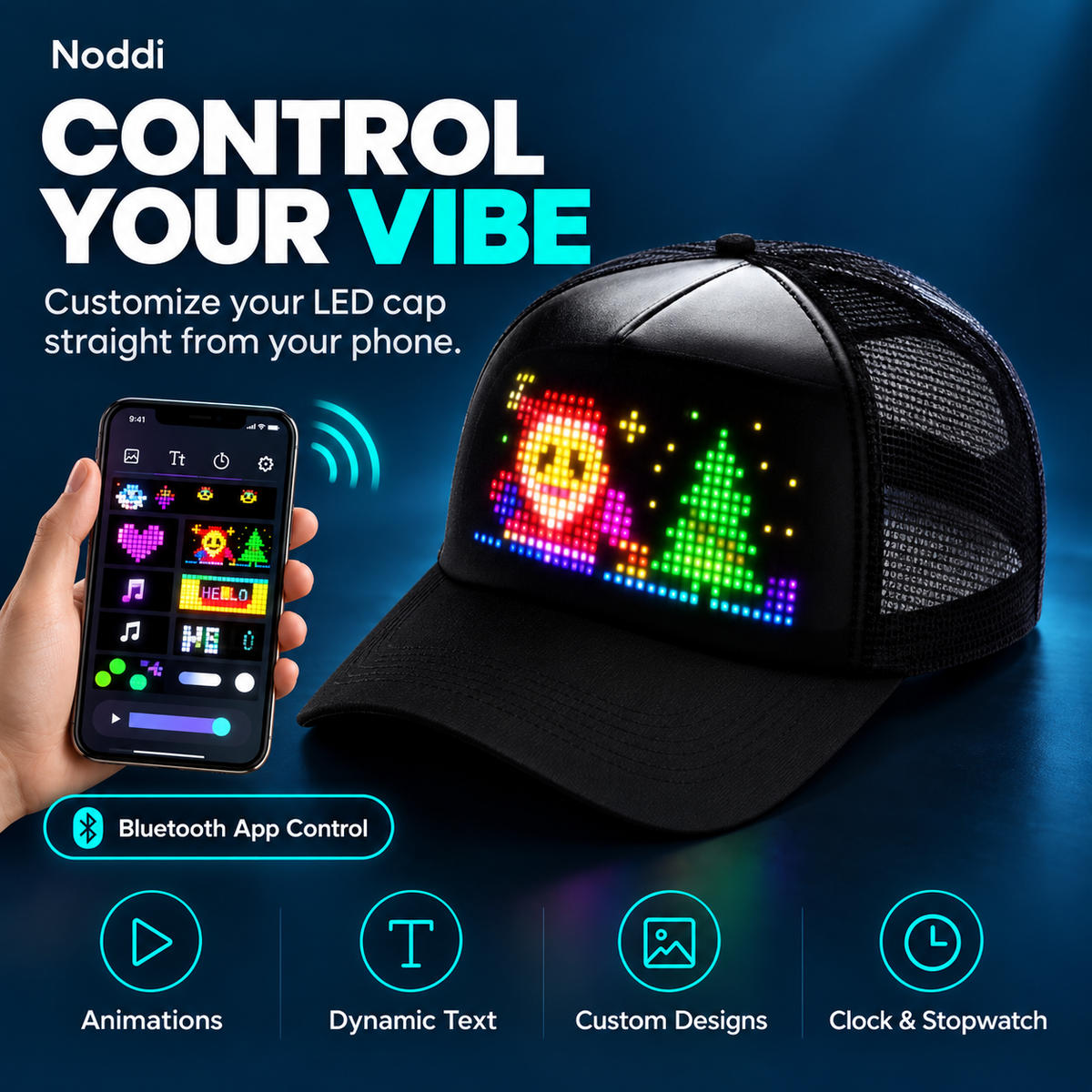 Customizable LED Cap - Noddi